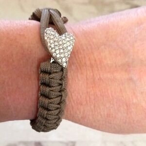 Elegant Parachute Cord Brown Heart Bracelet.